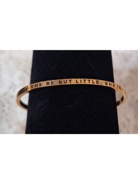 EUC Mantra Inspirational Quote "Though She Be But Little She Is Fierce" Gold-Ton